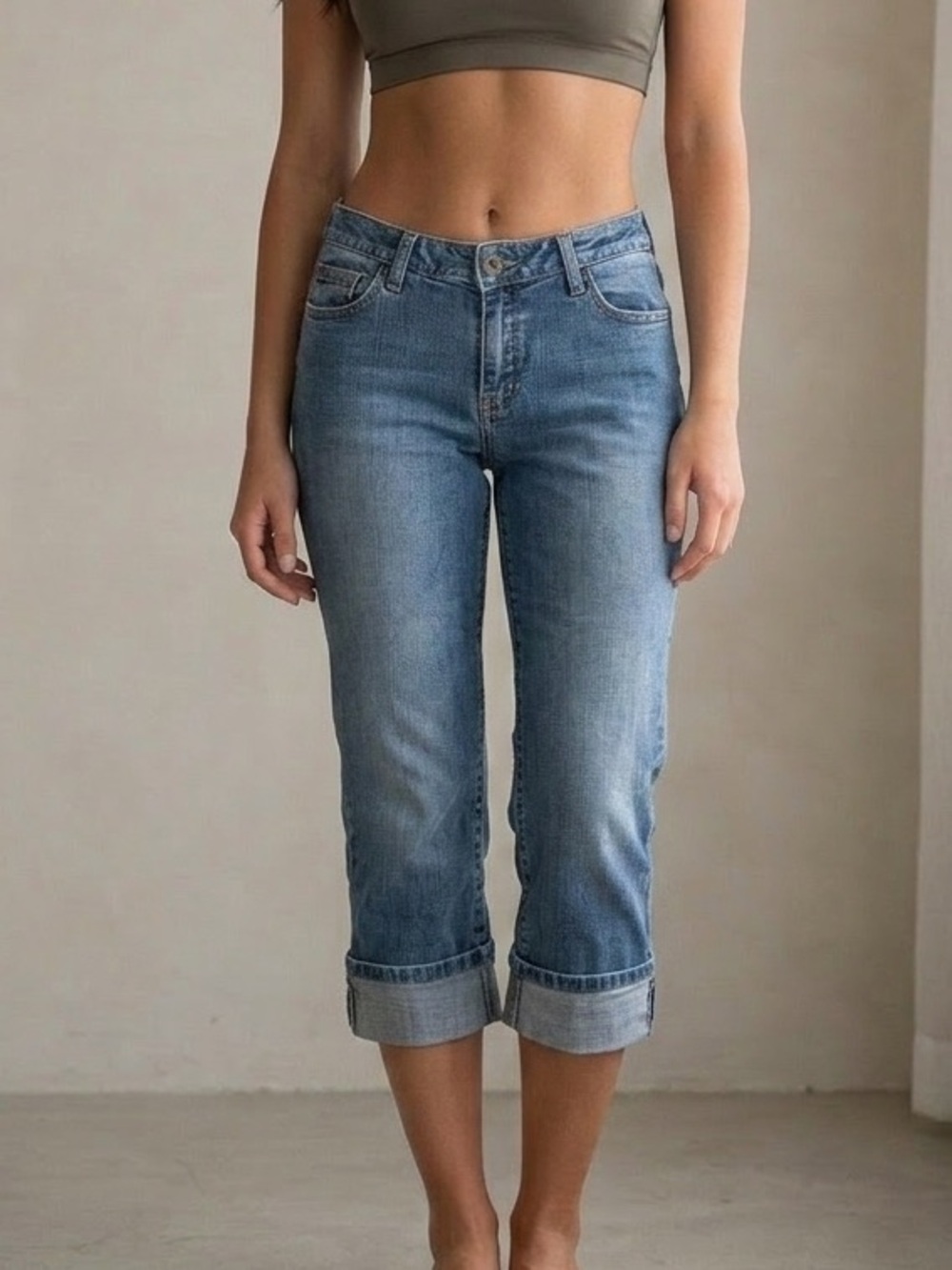 liz & co. Blue Cropped Cuffed Capris